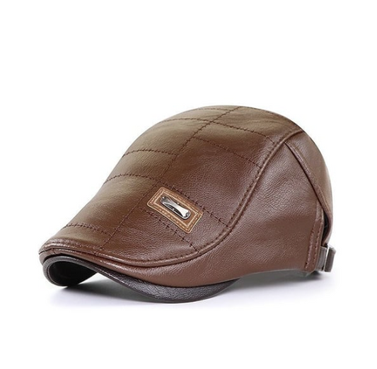 Men’s Vintage Leather-Look Beret
