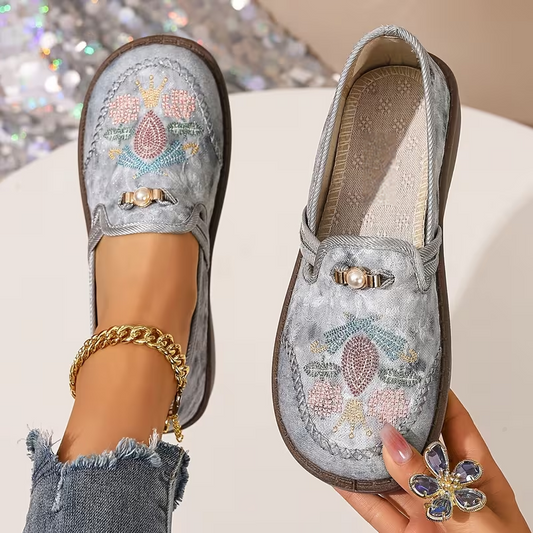Women’s Embroidered Slip-On Comfort Loafers