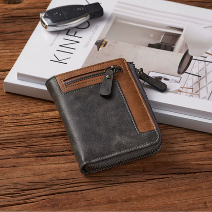 Men’s Premium Zipper Leather Card Wallet