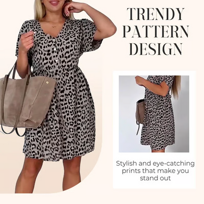 Women's Casual V-Neck Short Sleeve Dress