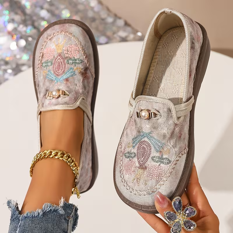 Women’s Embroidered Slip-On Comfort Loafers