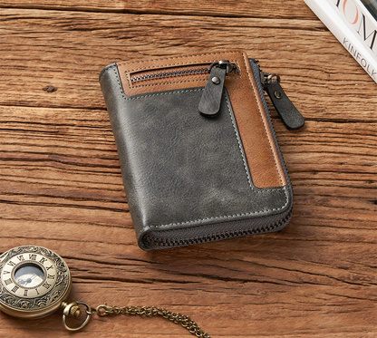Men’s Premium Zipper Leather Card Wallet