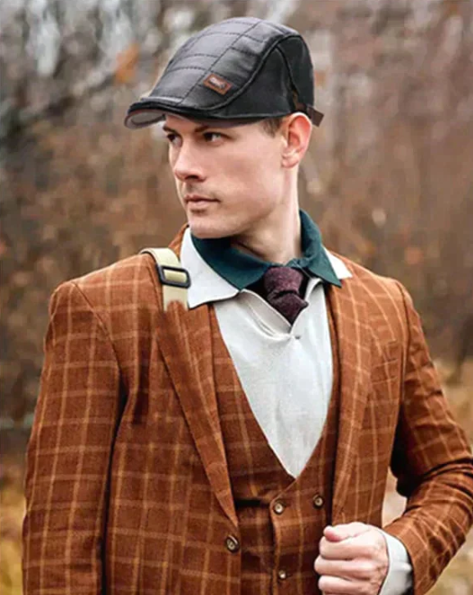 Men’s Vintage Leather-Look Beret