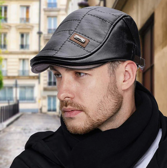 Men’s Vintage Leather-Look Beret
