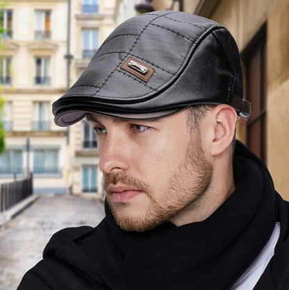 Men’s Vintage Leather-Look Beret
