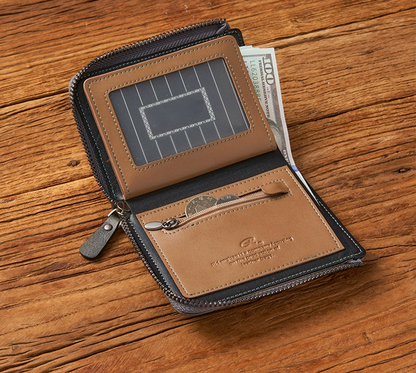 Men’s Premium Zipper Leather Card Wallet