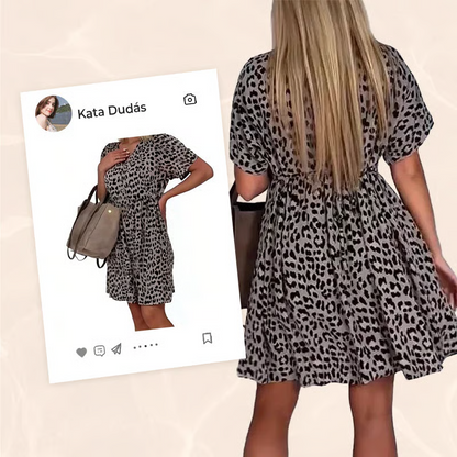 Women's Casual V-Neck Short Sleeve Dress