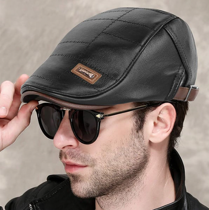 Men’s Vintage Leather-Look Beret