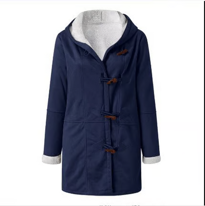Women’s Hooded Velvet Horn Button Coat