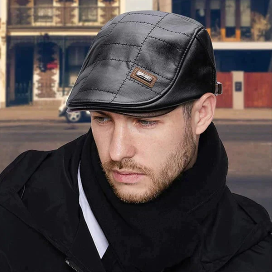 Men’s Vintage Leather-Look Beret
