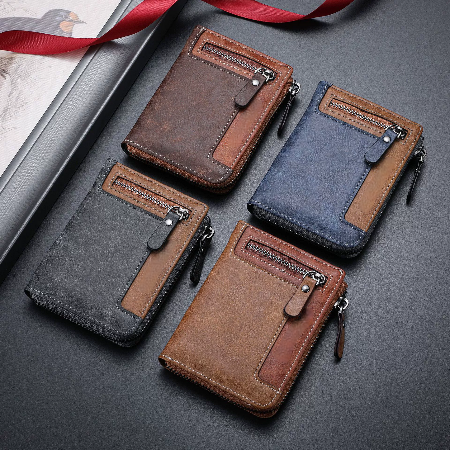 Men’s Premium Zipper Leather Card Wallet
