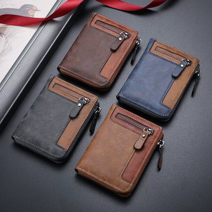 Men’s Premium Zipper Leather Card Wallet