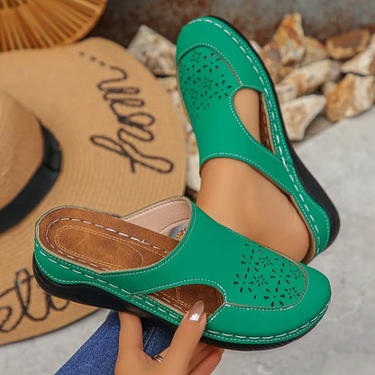 Women's Perforated Slingback Wedge Shoes