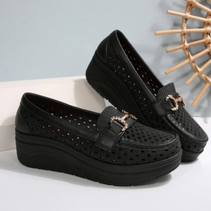 Women’s Perforated Platform Comfort Slip-On Shoes