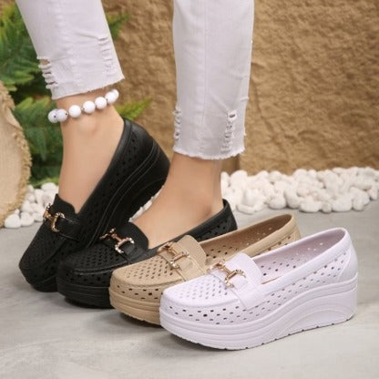 Women’s Perforated Platform Comfort Slip-On Shoes