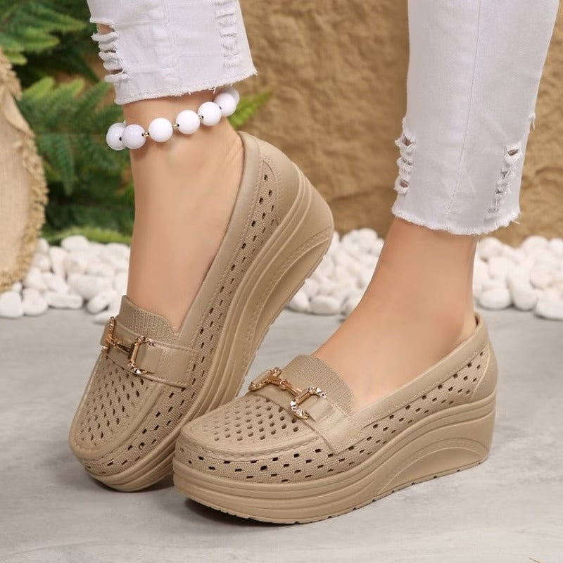 Women’s Perforated Platform Comfort Slip-On Shoes