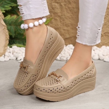 Women’s Perforated Platform Comfort Slip-On Shoes