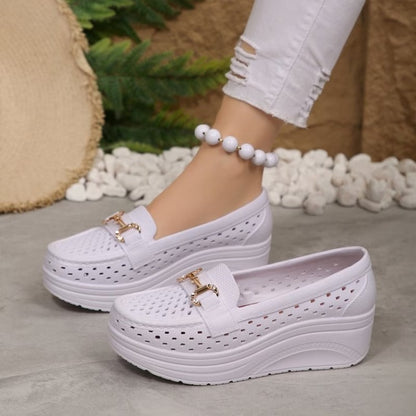 Women’s Perforated Platform Comfort Slip-On Shoes