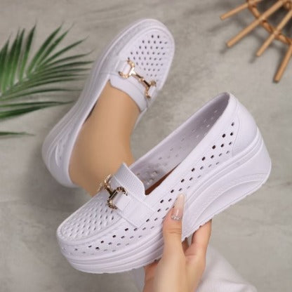 Women’s Perforated Platform Comfort Slip-On Shoes