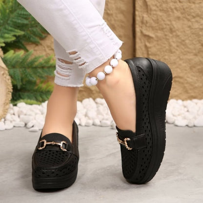 Women’s Perforated Platform Comfort Slip-On Shoes