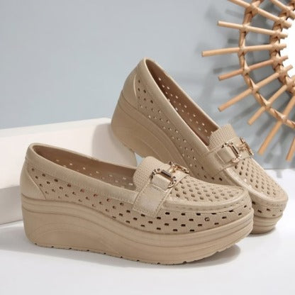 Women’s Perforated Platform Comfort Slip-On Shoes