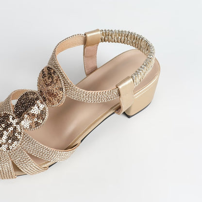 Women’s Glitter Strap Low Heel Comfort Sandals