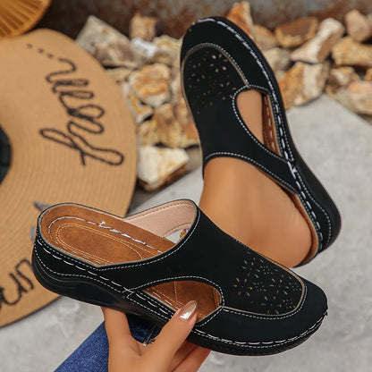 Women's Perforated Slingback Wedge Shoes