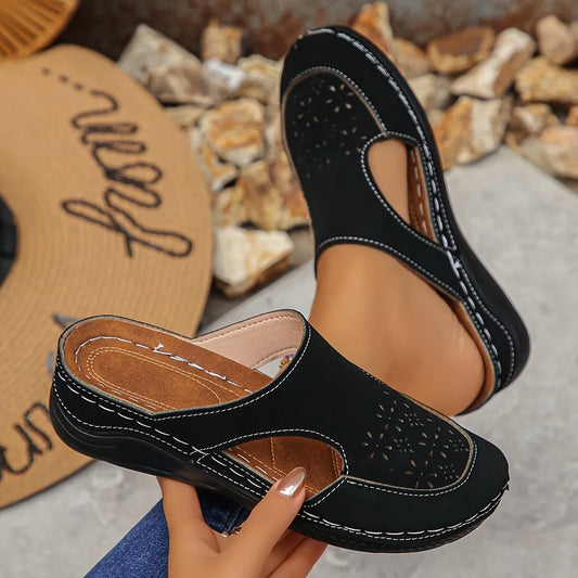 Women's Perforated Slingback Wedge Shoes