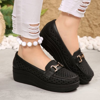 Women’s Perforated Platform Comfort Slip-On Shoes