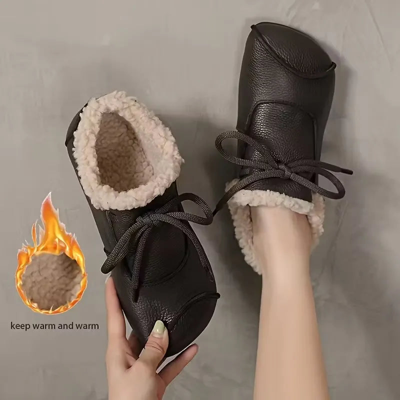 Women’s Warm Lined Waterproof Leather-Look Shoes