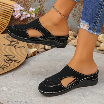 Women's Perforated Slingback Wedge Shoes