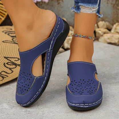 Women's Perforated Slingback Wedge Shoes