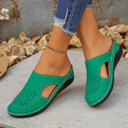 Women's Perforated Slingback Wedge Shoes