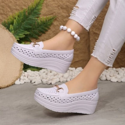 Women’s Perforated Platform Comfort Slip-On Shoes