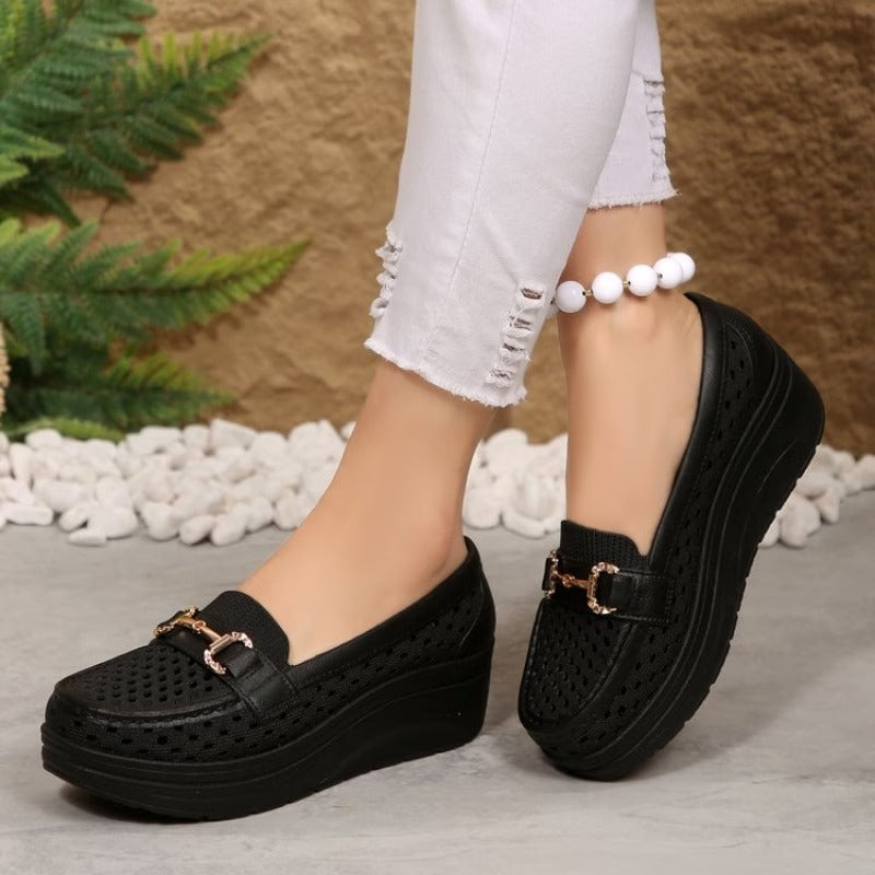Women’s Perforated Platform Comfort Slip-On Shoes