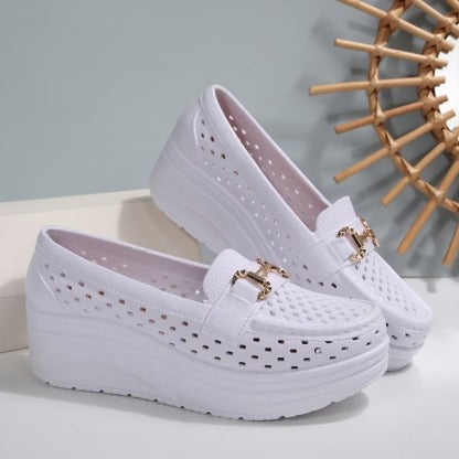 Women’s Perforated Platform Comfort Slip-On Shoes