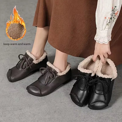 Women’s Warm Lined Waterproof Leather-Look Shoes