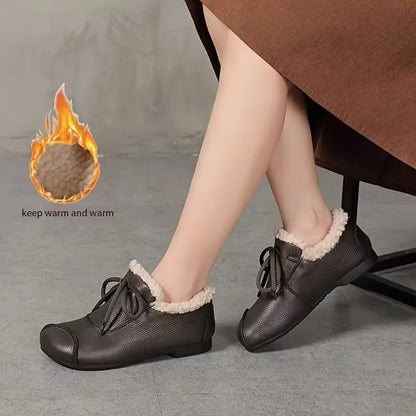 Women’s Warm Lined Waterproof Leather-Look Shoes