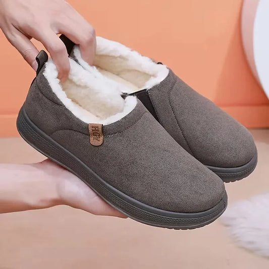 Unisex Fleece-Lined Slip-On Winter Slippers
