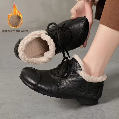 Women’s Warm Lined Waterproof Leather-Look Shoes