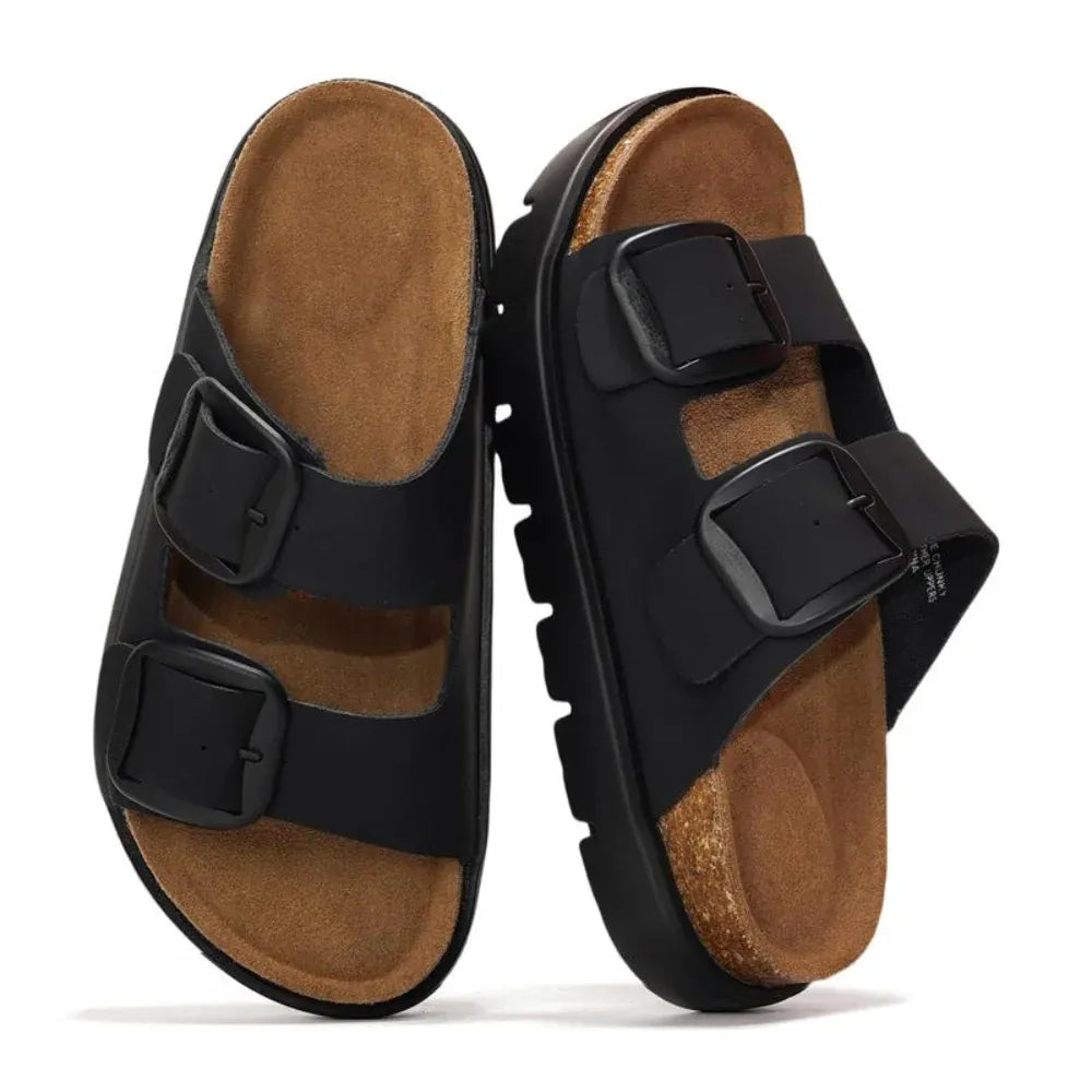 Women's Double-Buckle Platform Footbed Sandals