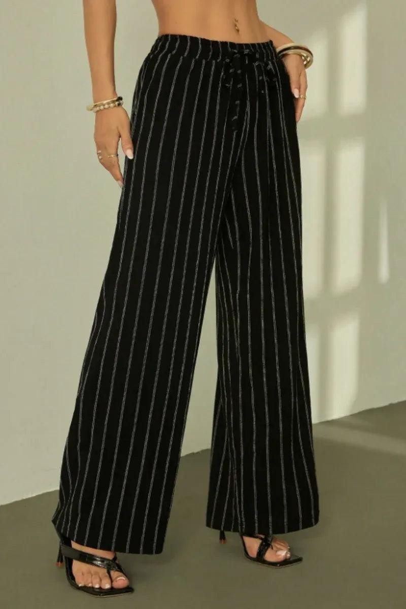 Women’s High-Waist Striped Wide-Leg Trousers