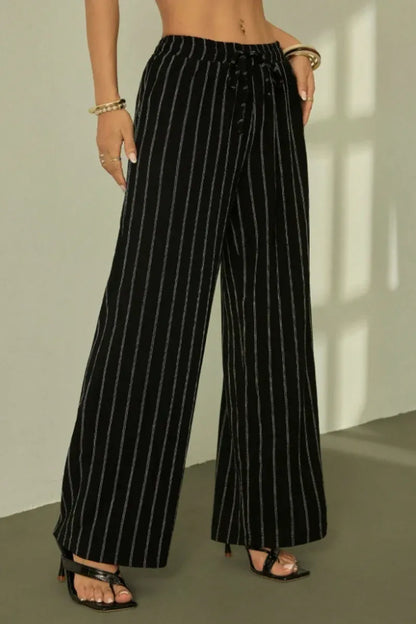 Women’s High-Waist Striped Wide-Leg Trousers