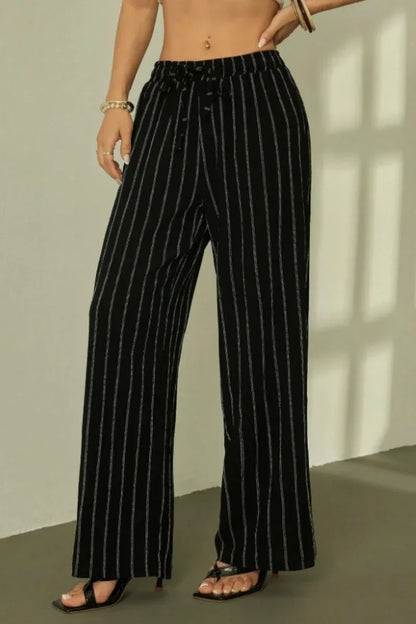 Women’s High-Waist Striped Wide-Leg Trousers