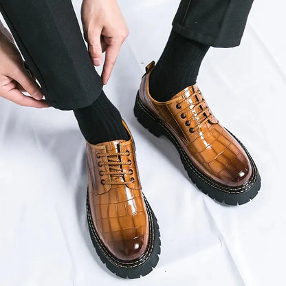 Men’s Vintage Crocodile Pattern Oxford Shoes
