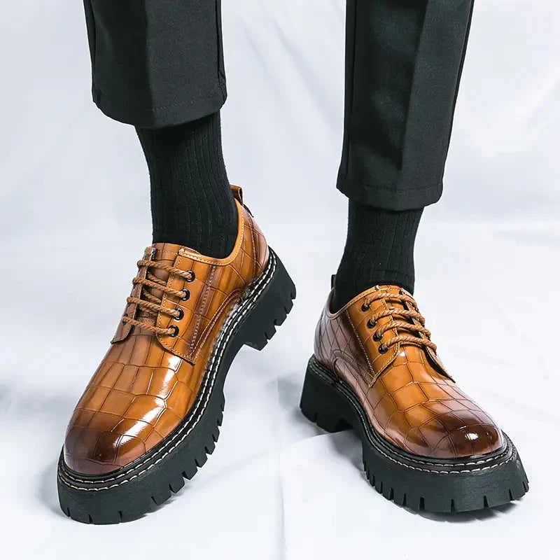 Men’s Vintage Crocodile Pattern Oxford Shoes