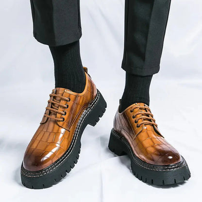 Men’s Vintage Crocodile Pattern Oxford Shoes