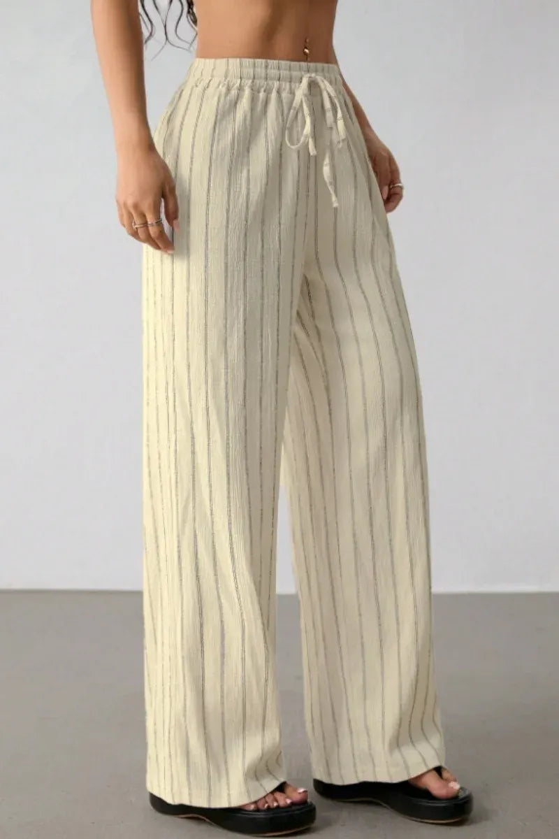Women’s High-Waist Striped Wide-Leg Trousers