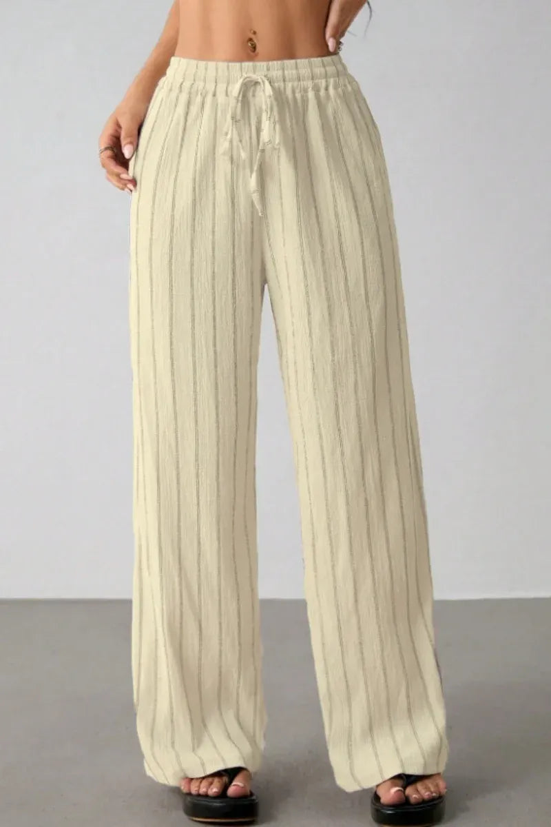 Women’s High-Waist Striped Wide-Leg Trousers