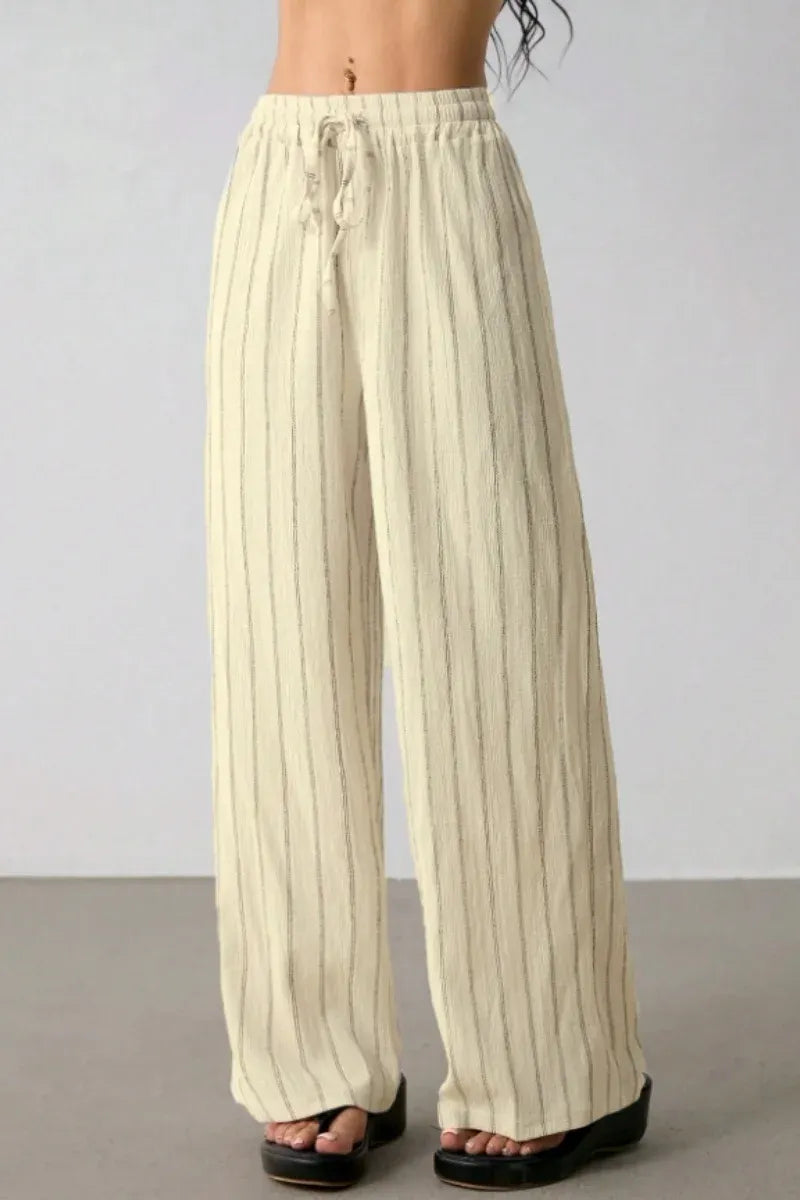 Women’s High-Waist Striped Wide-Leg Trousers